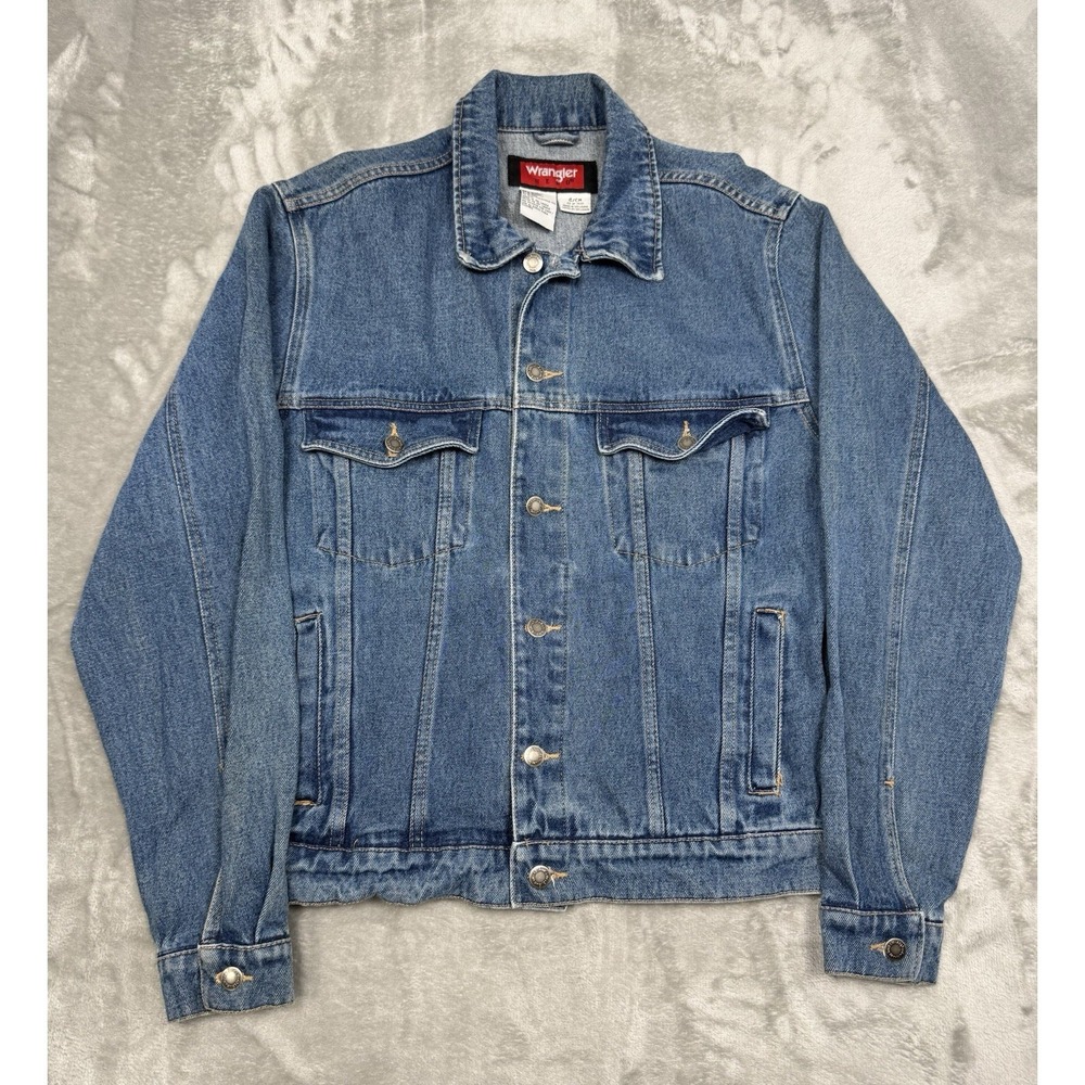 Vintage Wrangler Trucker Jacket Mens Small/Medium Blue Denim Jean Western 90s